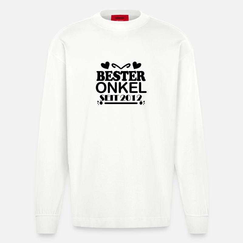 Bester Onkel seit 2012 - Heavyweight Oversized Organic Langarmshirt Made in EU - OFF WHITE