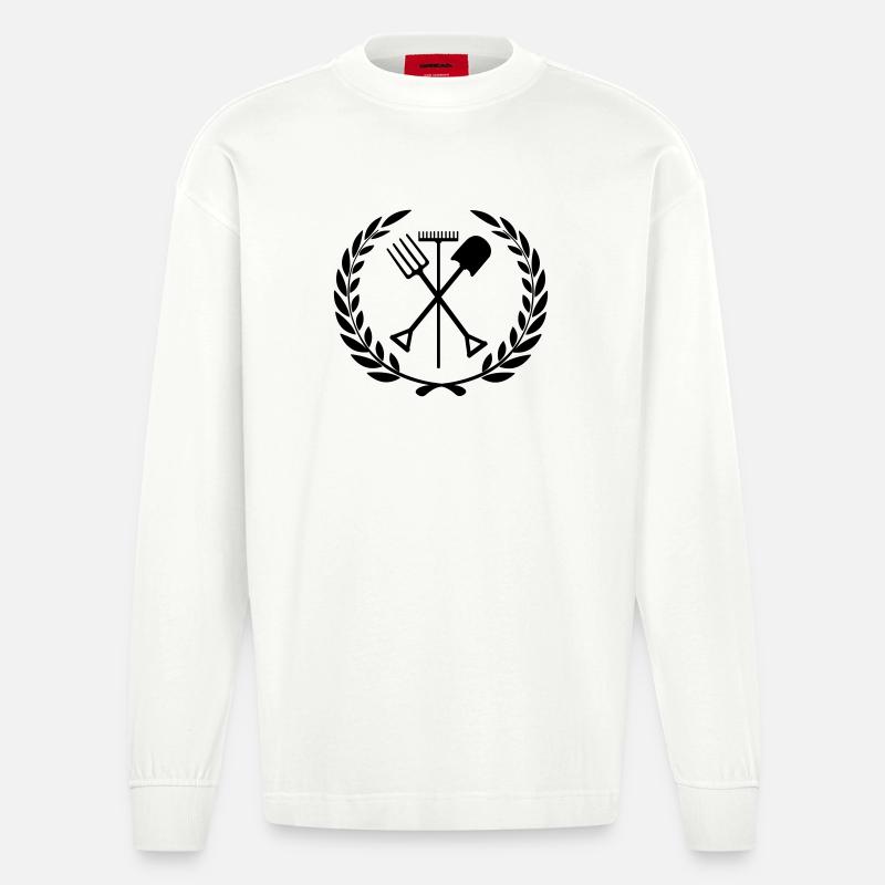 Gartengeräte Rechen, Schaufel, Mistgabel - Heavyweight Oversized Organic Langarmshirt Made in EU - OFF WHITE