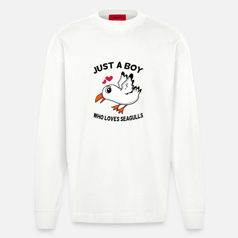 Möwe Spruch - Heavyweight Oversized Organic Langarmshirt Made in EU - OFF WHITE
