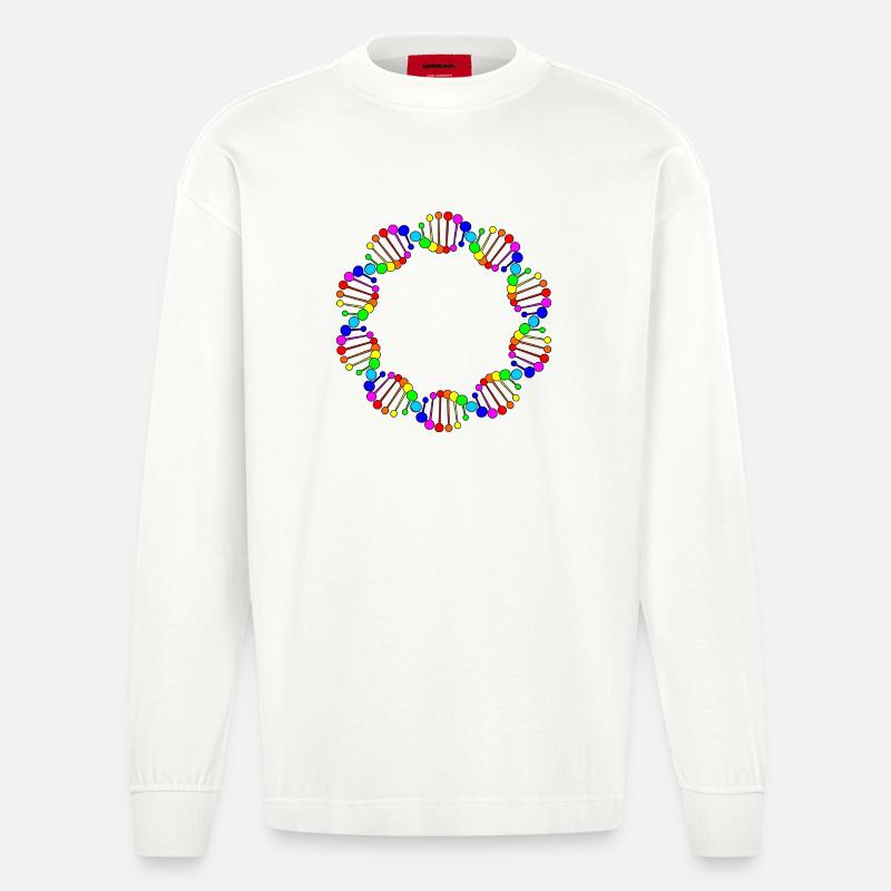 DNA Regenbogen-DNA - Heavyweight Oversized Organic Langarmshirt Made in EU - OFF WHITE