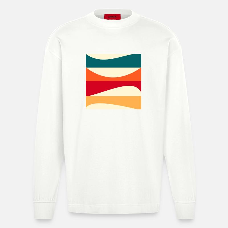 Constructivism - MODERN ART - BACKGROUND - Heavyweight Oversized Organic Longsleeve Shirt Made in EU - OFF WHITE