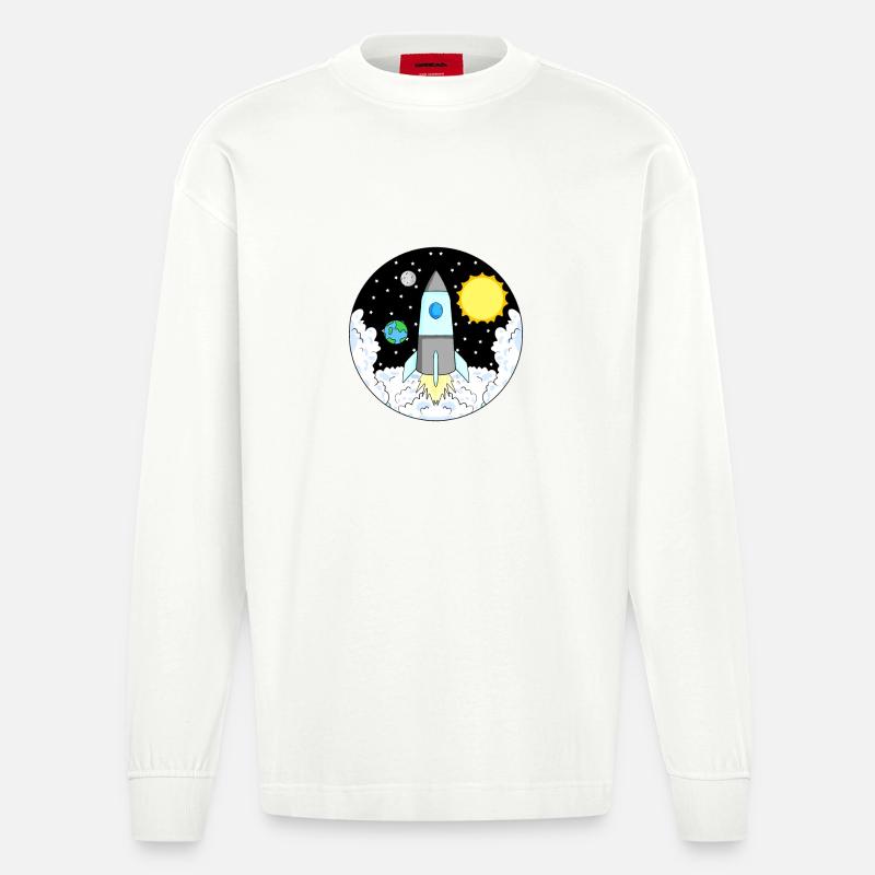 Rocket Space Space - Heavyweight Oversized Organic Longsleeve Shirt Made in EU - OFF WHITE