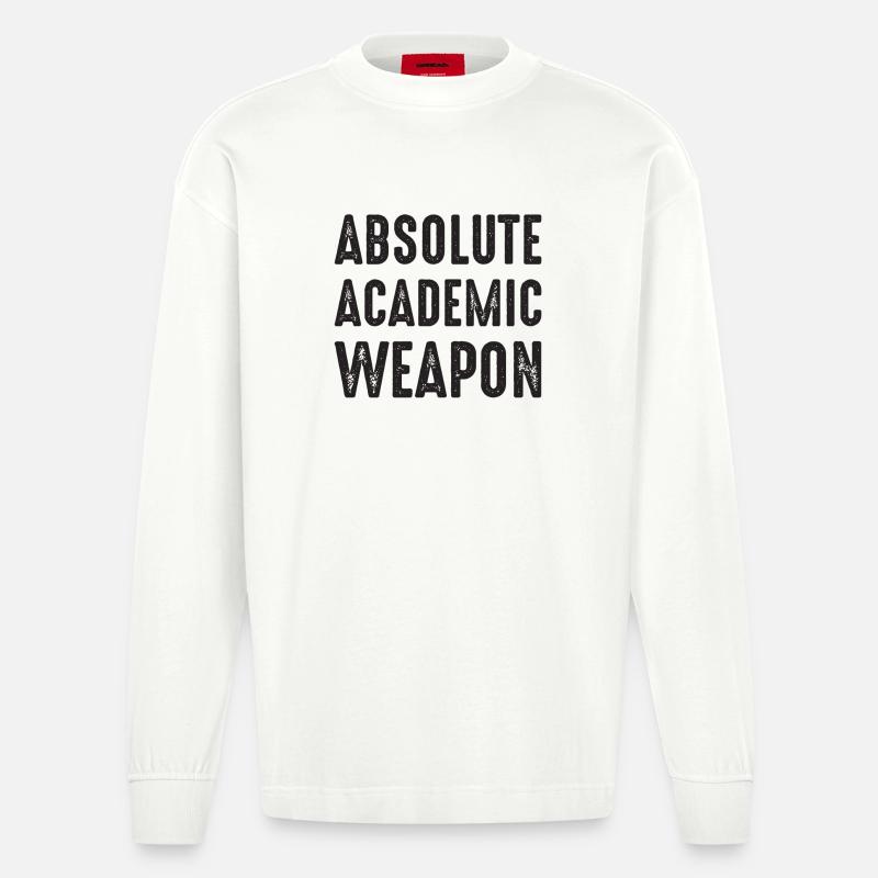 Studenten Absolute Academic Weapon - Heavyweight Oversized Organic Langarmshirt Made in EU - OFF WHITE