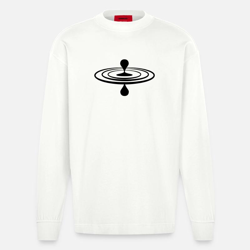 Drop Wasser Achtsamkeit Logo - Heavyweight Oversized Organic Langarmshirt Made in EU - OFF WHITE