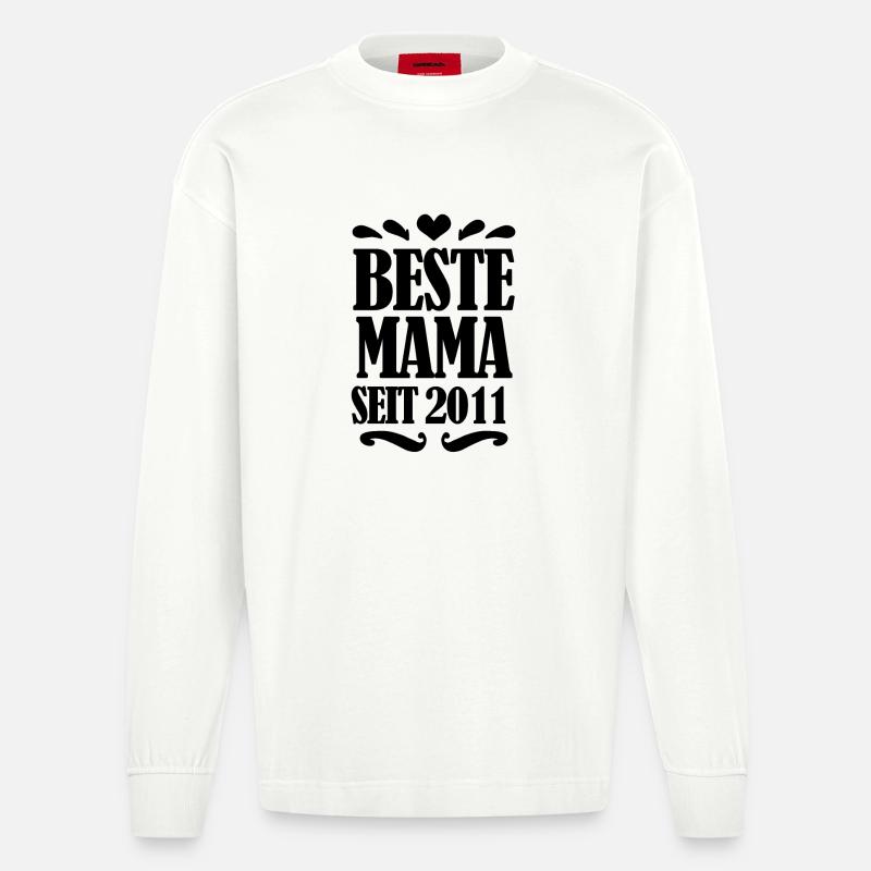 Beste Mama seit 2011 - Heavyweight Oversized Organic Langarmshirt Made in EU - OFF WHITE