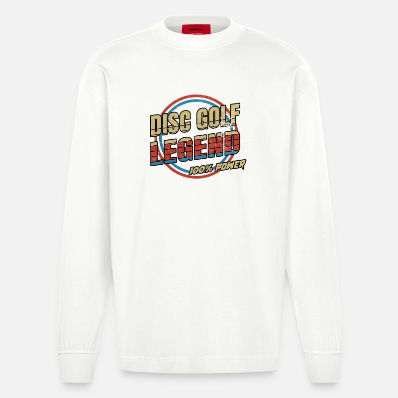 Disco Golf Legenden Design - Heavyweight Oversized Organic Langarmshirt Made in EU - OFF WHITE