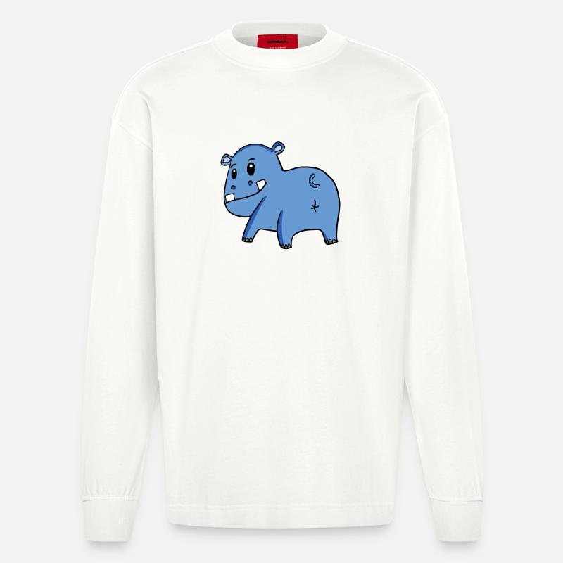 Nilpferd von hinten - Nilpferd Hintern - Nilpferd - Heavyweight Oversized Organic Langarmshirt Made in EU - OFF WHITE