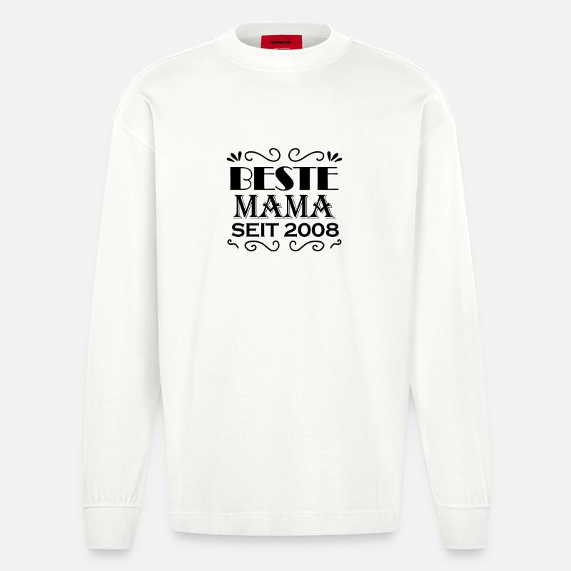 Beste Mama seit 2008 - Heavyweight Oversized Organic Langarmshirt Made in EU - OFF WHITE