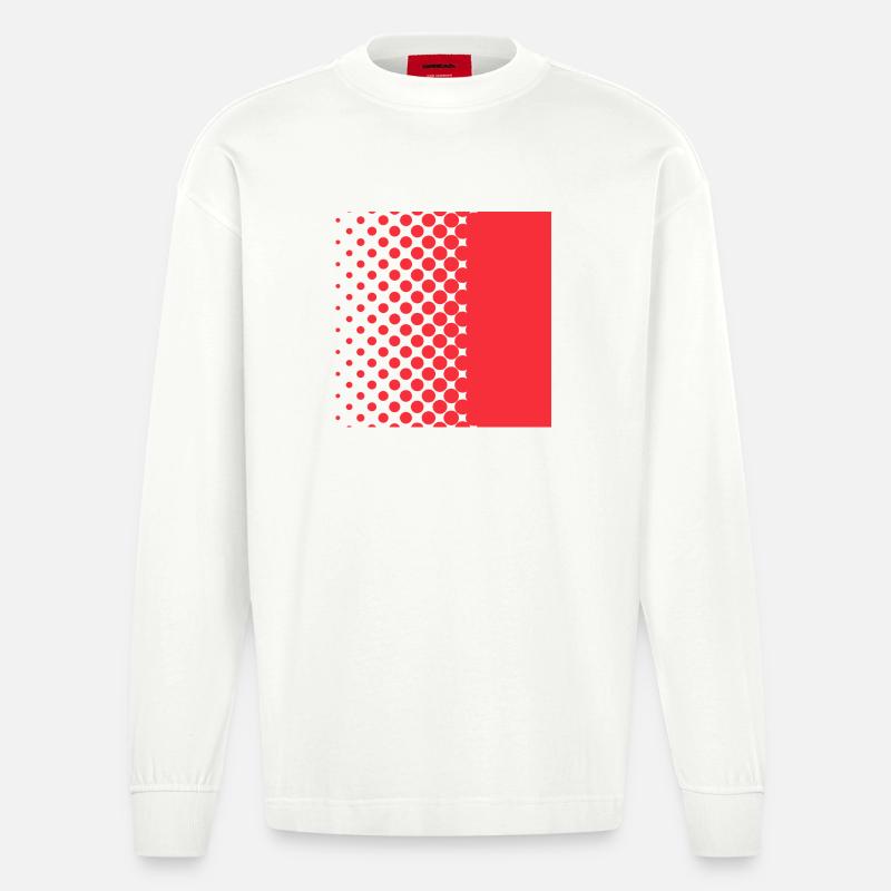 Halftone Gradient Rotes Panel - Heavyweight Oversized Organic Langarmshirt Made in EU - OFF WHITE