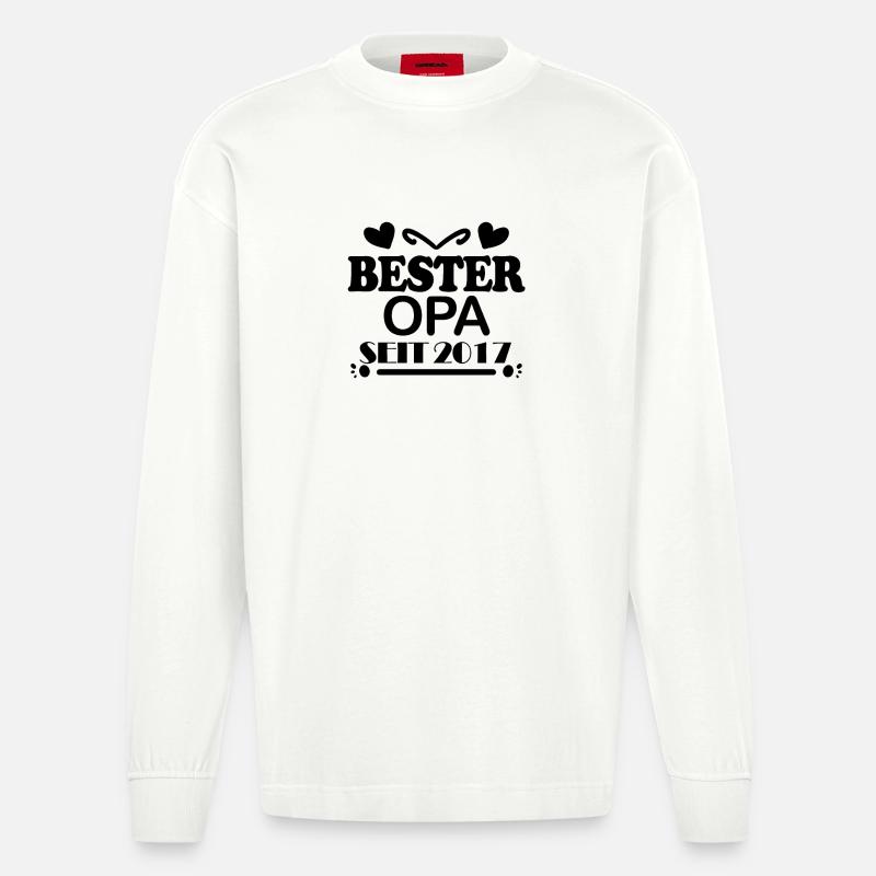 Bester Opa seit 2017 - Heavyweight Oversized Organic Langarmshirt Made in EU - OFF WHITE