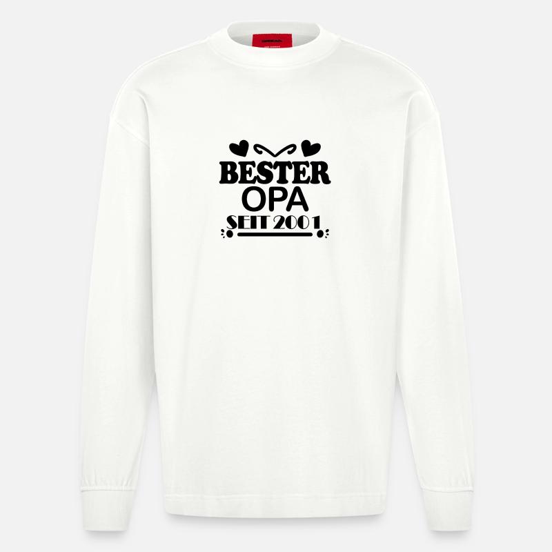 Bester Opa seit 2001 - Heavyweight Oversized Organic Langarmshirt Made in EU - OFF WHITE