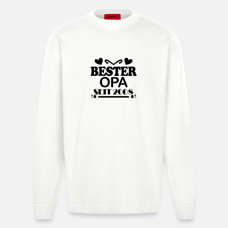 Bester Opa seit 2008 - Heavyweight Oversized Organic Langarmshirt Made in EU - OFF WHITE