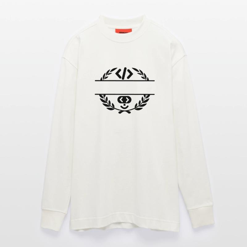 Code-Logo und Code-Smiley im Lorbeerkranz Heavyweight Oversized Organic Langarmshirt Made in EU