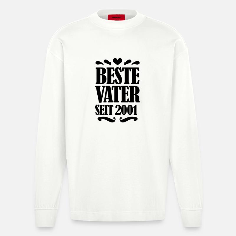 Bester Vater seit 2001 - Heavyweight Oversized Organic Langarmshirt Made in EU - OFF WHITE