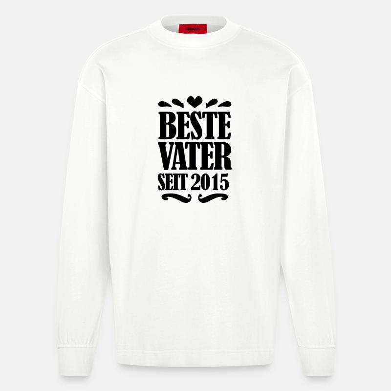 Bester Vater seit 2015 - Heavyweight Oversized Organic Langarmshirt Made in EU - OFF WHITE