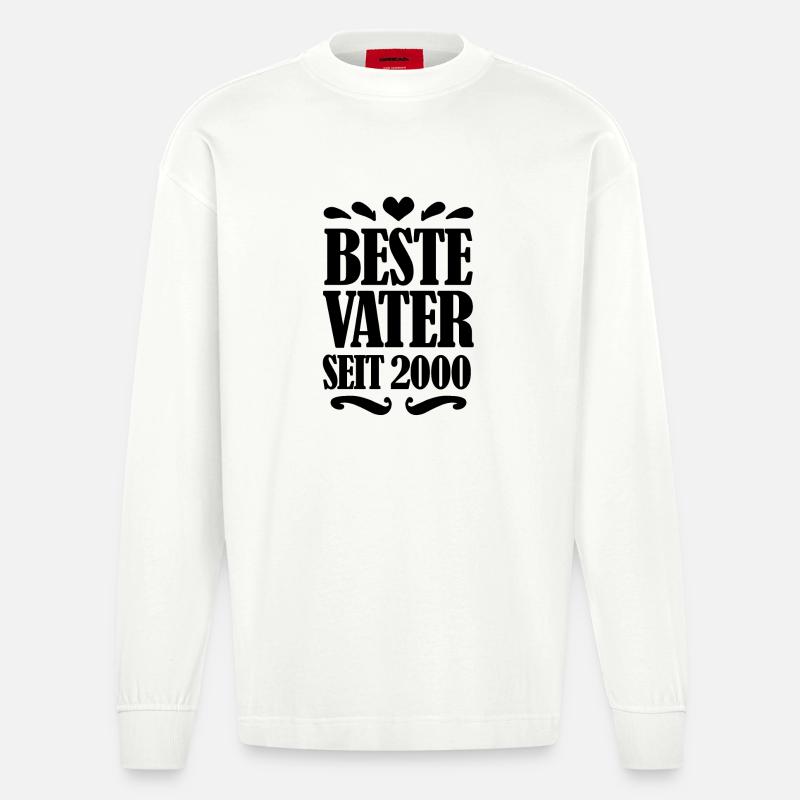 Bester Vater seit 2000 - Heavyweight Oversized Organic Langarmshirt Made in EU - OFF WHITE