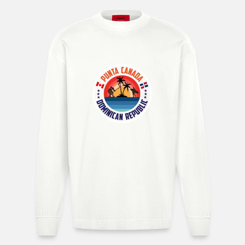 Design Update 1 Orange Blue - Heavyweight Oversized Organic Langarmshirt Made in EU - OFF WHITE