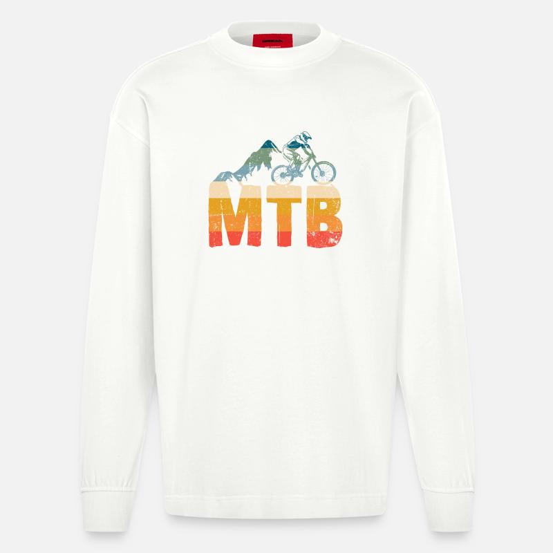 MTB Summit Gradient Fahrer - Heavyweight Oversized Organic Langarmshirt Made in EU - OFF WHITE