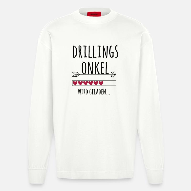 werdender Drillingsonkel Schwangerschaft Drillinge - Heavyweight Oversized Organic Langarmshirt Made in EU - OFF WHITE