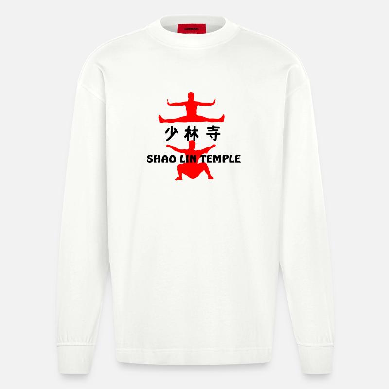 Kung Fu Shaolin Tempel - Heavyweight Oversized Organic Langarmshirt Made in EU - OFF WHITE
