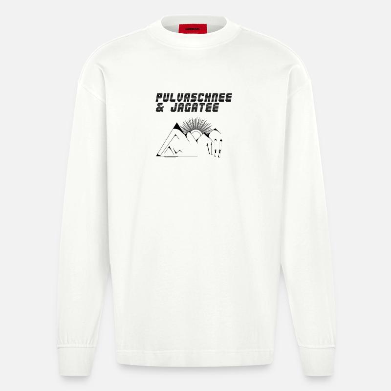 Pulvaschnee & Jagatee - Pulverschnee & Jägertee - Heavyweight Oversized Organic Langarmshirt Made in EU - OFF WHITE