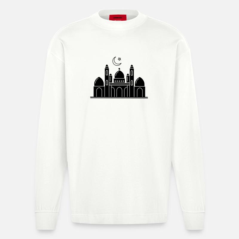 Moschee religiöse Kultstätte - Heavyweight Oversized Organic Langarmshirt Made in EU - OFF WHITE