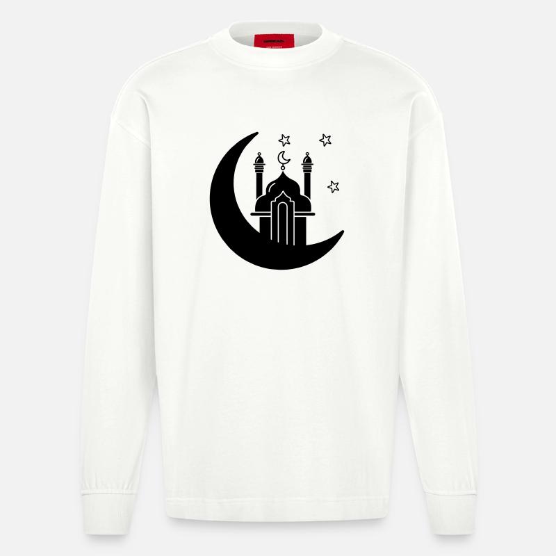 Moschee religiöse Kultstätte im Mond - Heavyweight Oversized Organic Langarmshirt Made in EU - OFF WHITE