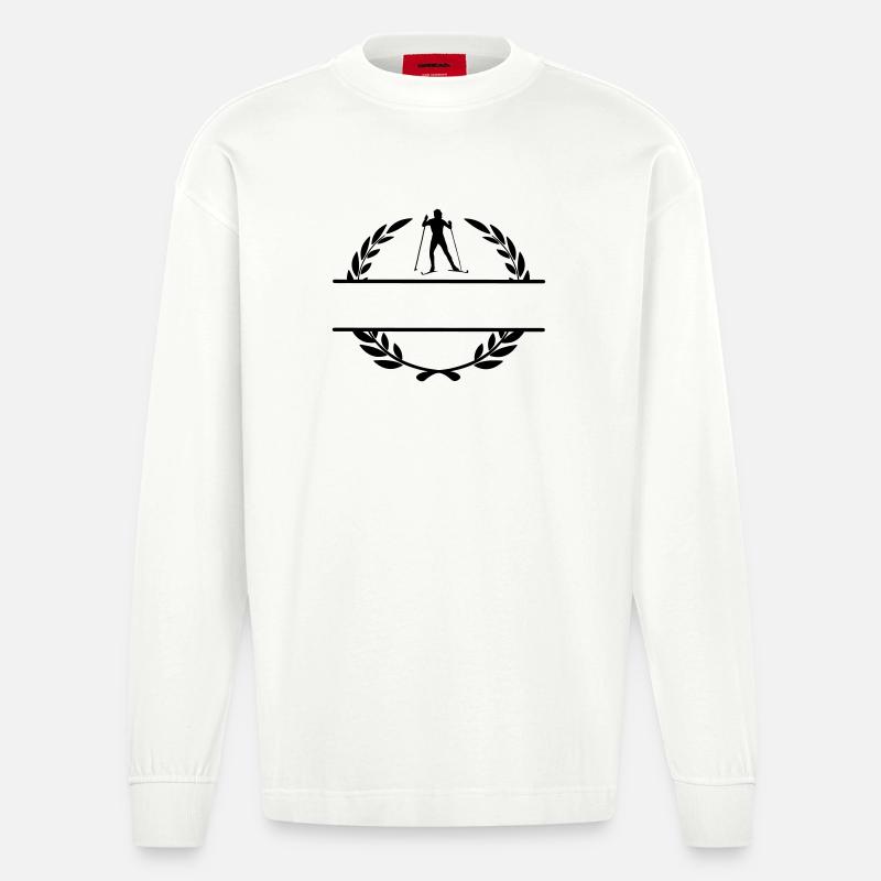 Langläufer im Lorbeerkranz - Heavyweight Oversized Organic Langarmshirt Made in EU - OFF WHITE