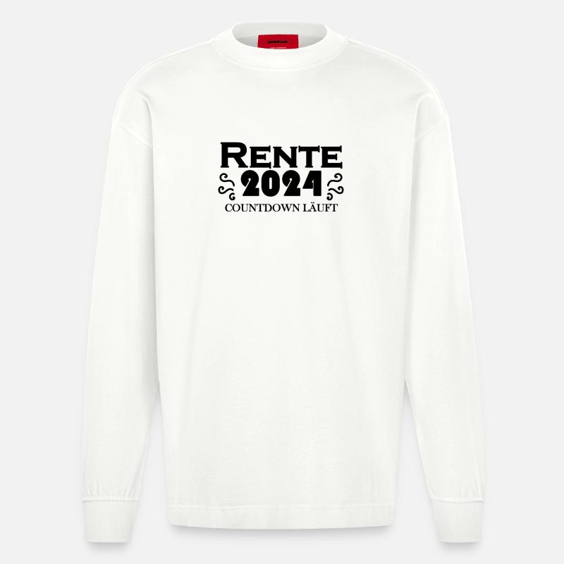 Rente 2024 Ruhestand - Rentner Geschenk - Heavyweight Oversized Organic Langarmshirt Made in EU - OFF WHITE
