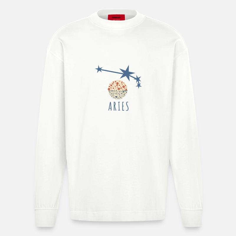 Das Sternbild Widder - Heavyweight Oversized Organic Langarmshirt Made in EU - OFF WHITE