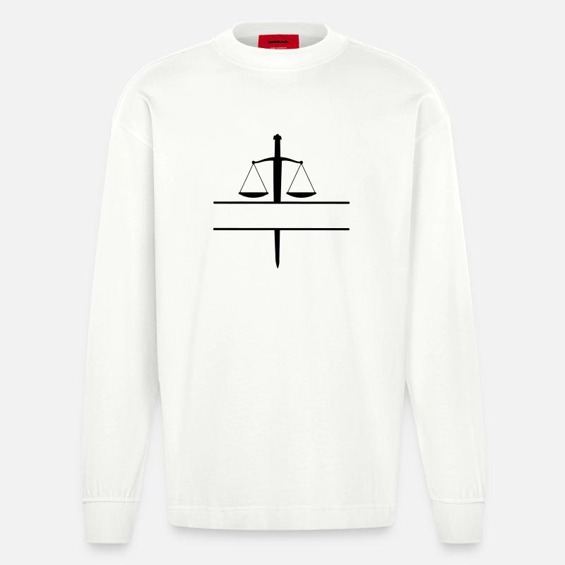 Monogramme de l’épée de justice - Manches longues bio épais oversize fabriqué en UE - OFF WHITE