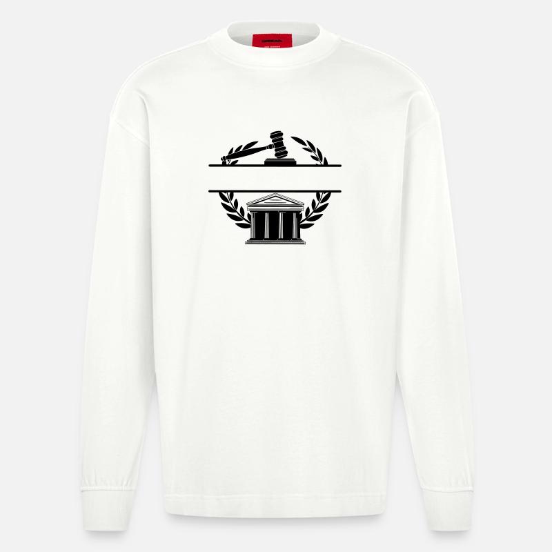 Anwaltsmonogramm Gerichtsgebäude - Heavyweight Oversized Organic Langarmshirt Made in EU - OFF WHITE