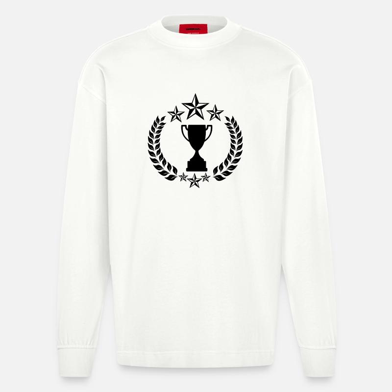 Lorbeerkranzstern oder Pokalsieger - Heavyweight Oversized Organic Langarmshirt Made in EU - OFF WHITE