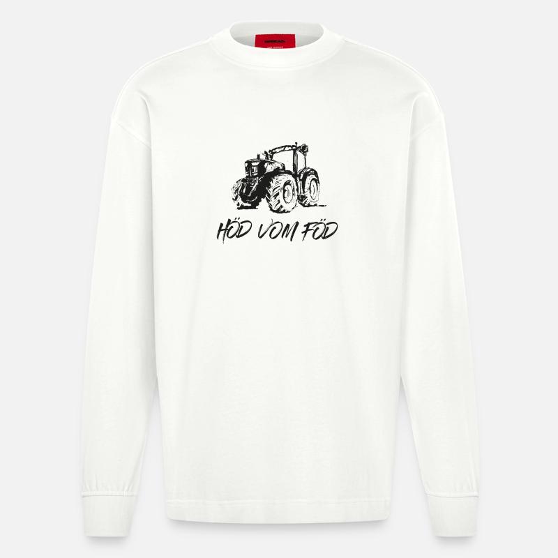 Höd vom Föd - Bauer, Spruch, Dialekt, Traktor - Heavyweight Oversized Organic Langarmshirt Made in EU - OFF WHITE