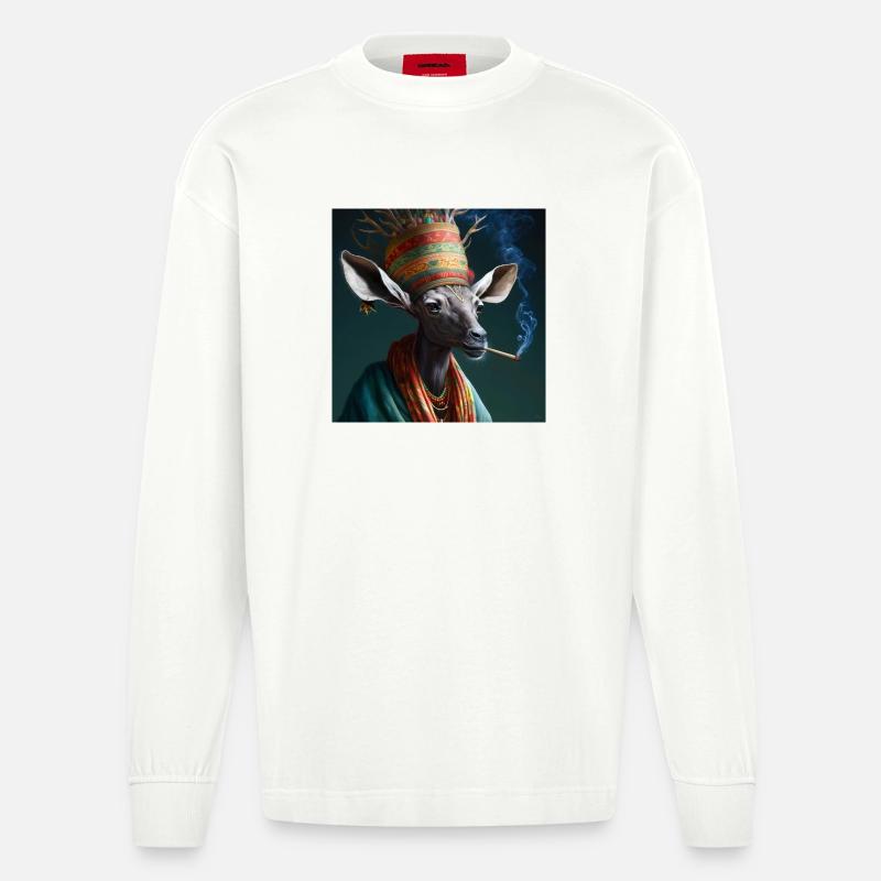 Cannabiche 01 ohne Tippfehler - Heavyweight Oversized Organic Langarmshirt Made in EU - OFF WHITE