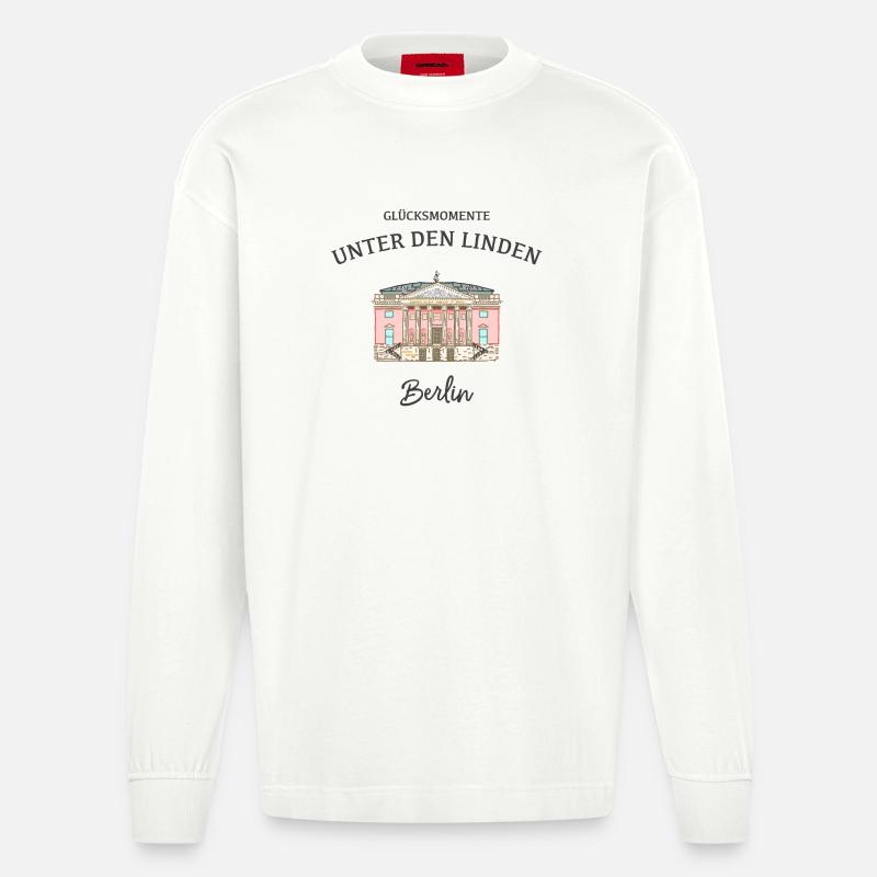 Berlin, Oper Unter den Linden - Heavyweight Oversized Organic Langarmshirt Made in EU - OFF WHITE