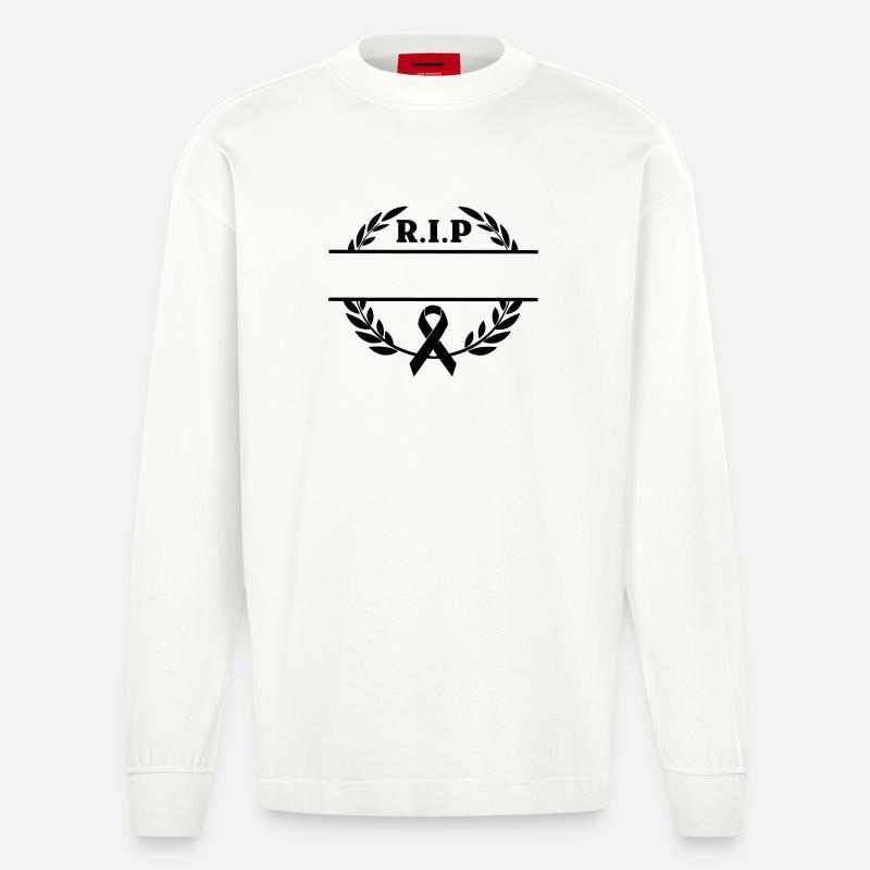 Lorbeerkranz R.I.P. Monogramm - Heavyweight Oversized Organic Langarmshirt Made in EU - OFF WHITE