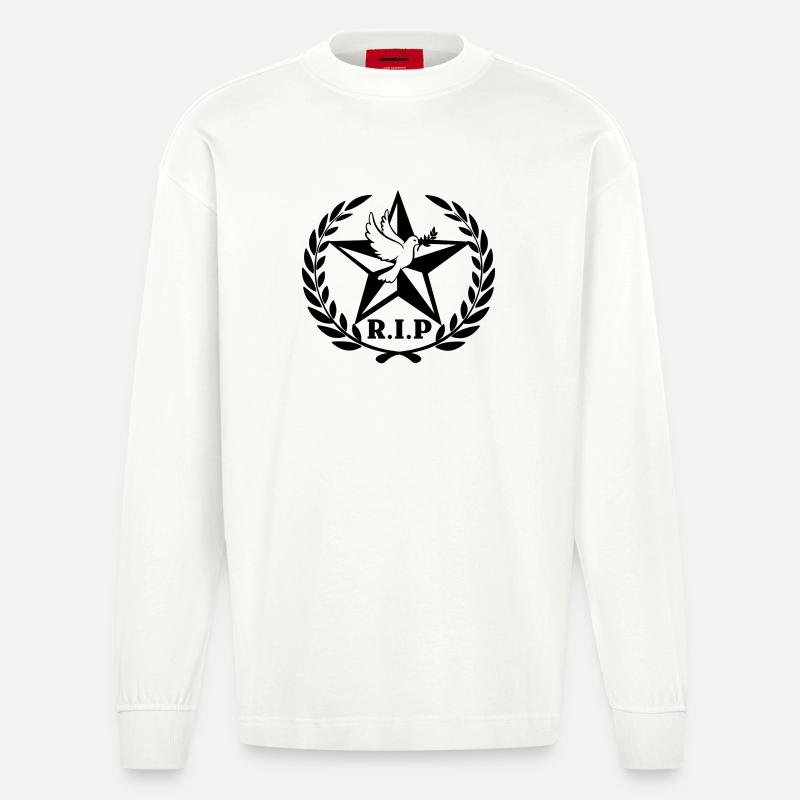 R.I.P Couronne de laurier pigeon étoile - Manches longues bio épais oversize fabriqué en UE - OFF WHITE