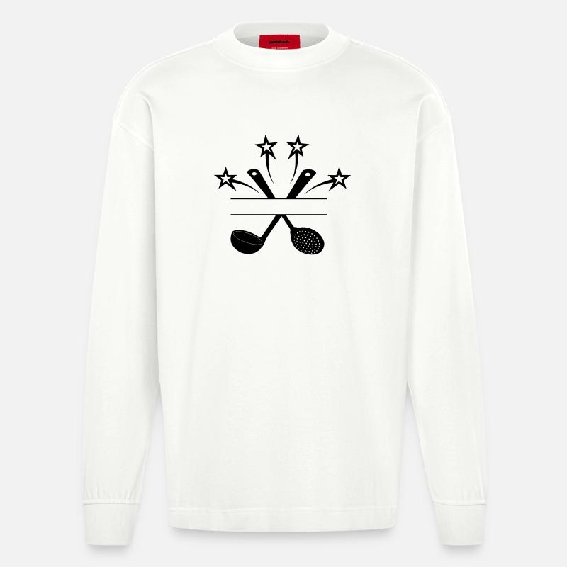 Schaumlöffel und Suppenlöffel 4 Sterne - Heavyweight Oversized Organic Langarmshirt Made in EU - OFF WHITE