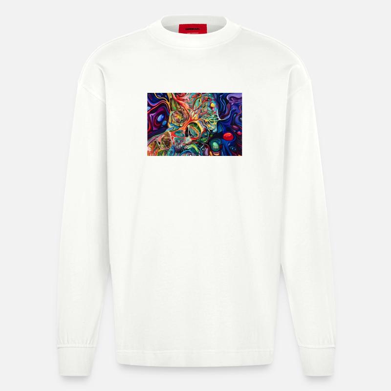 KI Generierte Kunst - Heavyweight Oversized Organic Langarmshirt Made in EU - OFF WHITE