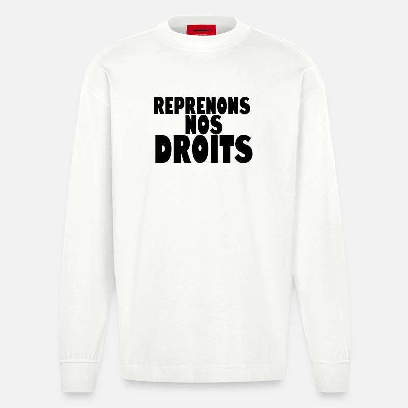 Reprenons nos doits manif - Manches longues bio épais oversize fabriqué en UE - OFF WHITE