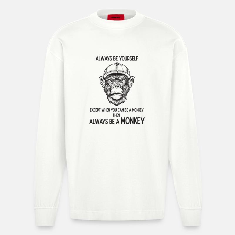 Sei immer ein Affe - Heavyweight Oversized Organic Langarmshirt Made in EU - OFF WHITE