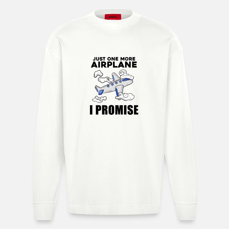 Flugzeug Pilot Spruch Geschenk - Heavyweight Oversized Organic Langarmshirt Made in EU - OFF WHITE