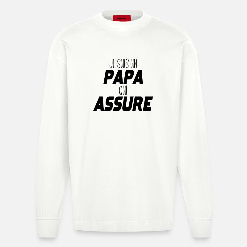 Ich bin ein Vater, der versichert - Heavyweight Oversized Organic Langarmshirt Made in EU - OFF WHITE