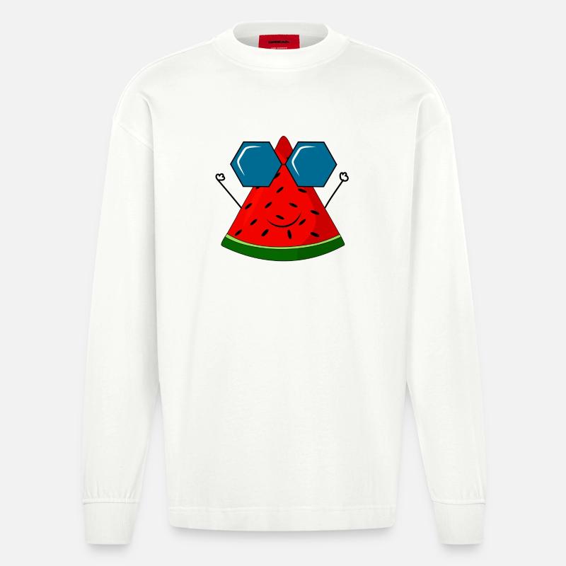summer, pastèque, soleil - Manches longues bio épais oversize fabriqué en UE - OFF WHITE