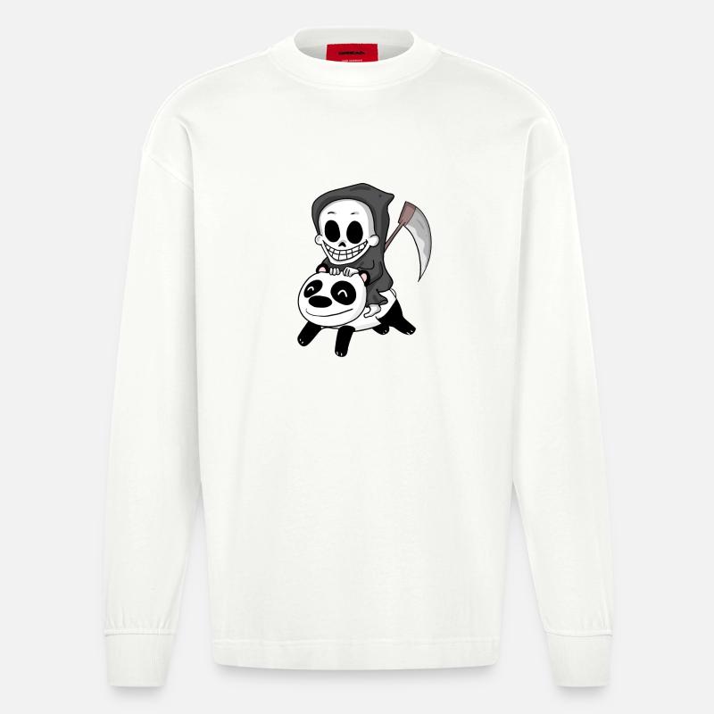 Sensenmann Panda - Heavyweight Oversized Organic Langarmshirt Made in EU - OFF WHITE