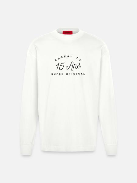 Cadeau 15 ans - Manches longues bio épais oversize fabriqué en UE - OFF WHITE