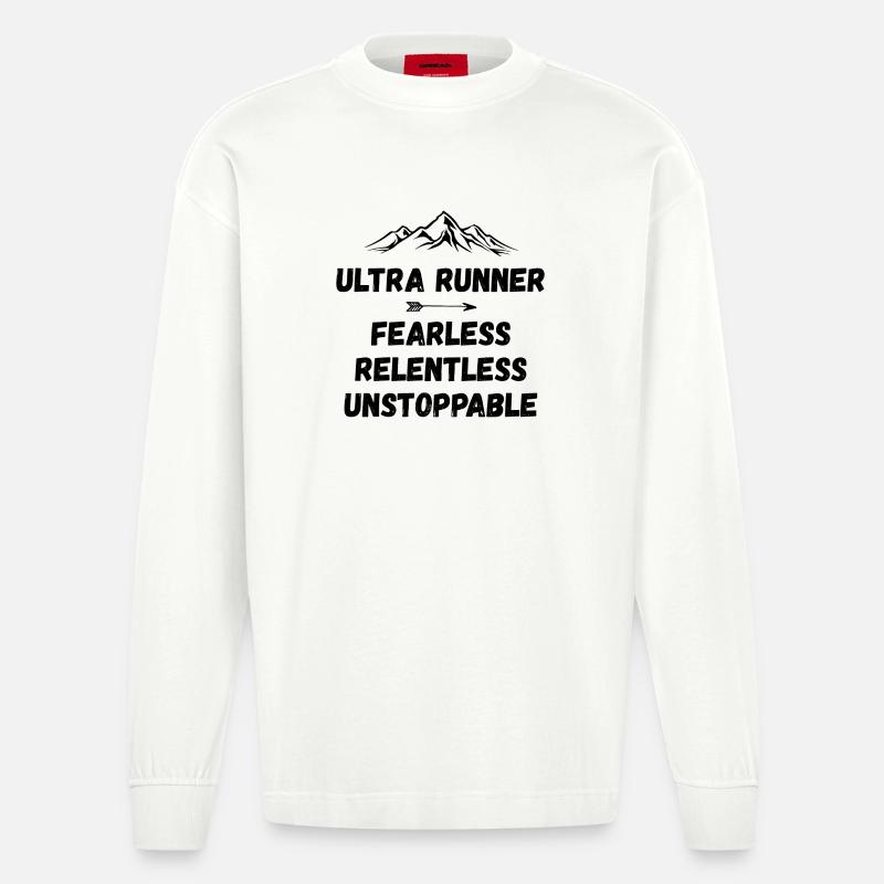 Ultra Runner - Intrépide. Implacable. Imparable. - Manches longues bio épais oversize fabriqué en UE - OFF WHITE
