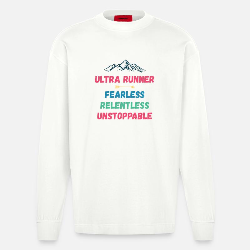 Ultra Runnner - Intrépide. Implacable. Imparable. - Manches longues bio épais oversize fabriqué en UE - OFF WHITE