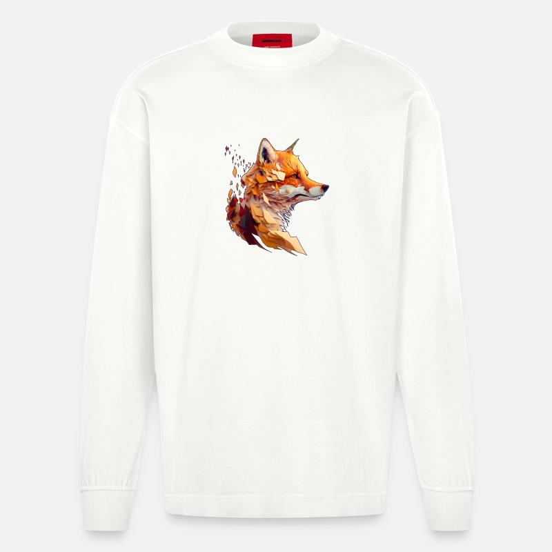 Polygon Fox Design, Pretty Fox - Manches longues bio épais oversize fabriqué en UE - OFF WHITE